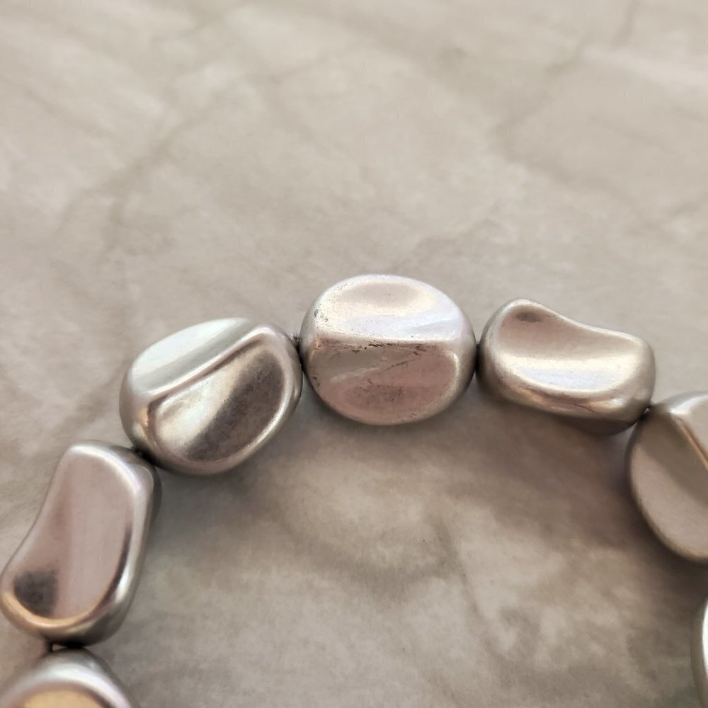✨ Silver Chunky Beaded Beads Elastic Streatch Bracelet ✨ - Picture 4 of 9
